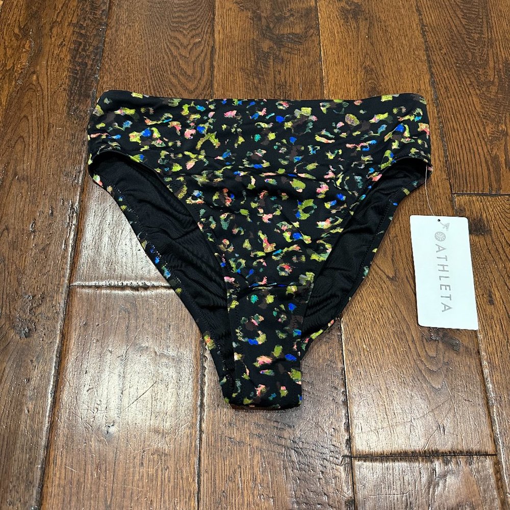 NWT Athleta Leopard Print High Waisted Bikini bottom M